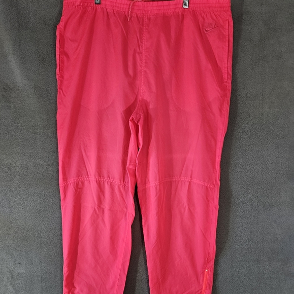 Nike Womens Y2K Track Pants Size XL Neon Pink Side Zipper Pullup 90s - Picture 1 of 9